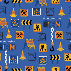 seamless pattern of construction signs vector image