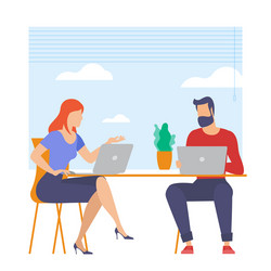 young man and woman is working outsourced vector image