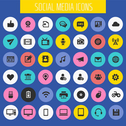 big social media icon set trendy flat icons vector image