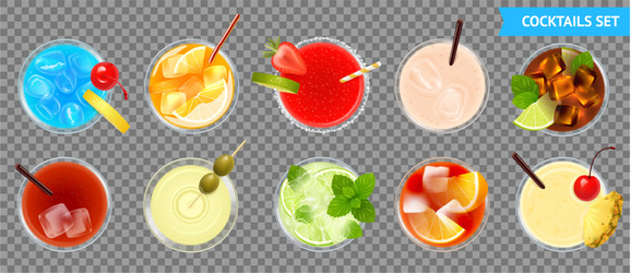 cocktails transparent set vector image