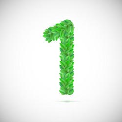 numeral one made up of green leaves vector image