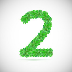 number two made up of green leaves vector image