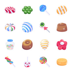 pack of sweets flat icons vector image