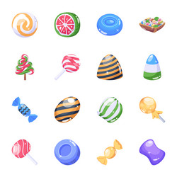 pack of sweets flat icons vector image