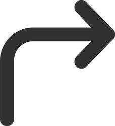 Forward right turn arrow sign icon in trendy flat vector