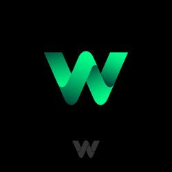 letter w monogram consist green ribbon vector image