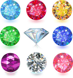 Set of colored gems vector