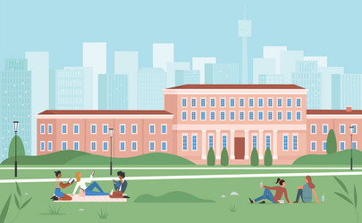 University or college campus building and park vector