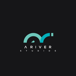 River logo a letter icon waves vector