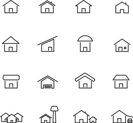 House and home icon set living construction vector