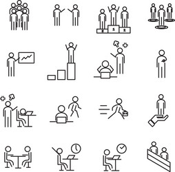 people in workplace thin line icon set office vector image