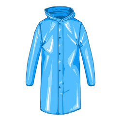 turquoise raincoat with butttons and hood cartoon vector image