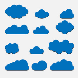 blue cloud set icons isolated on background vector image