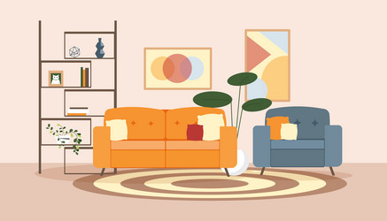 Modern room interior concept vector