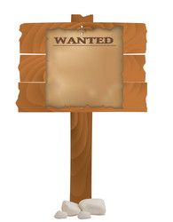 wooden board with wanted sign vector image