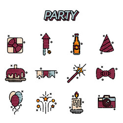 party flat icons set vector image