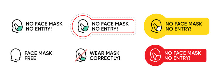 No face mask entry message to enter a public vector