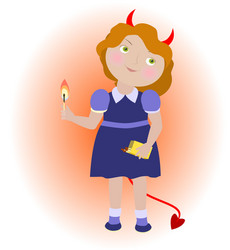 cartoon devil girl with matches vector image