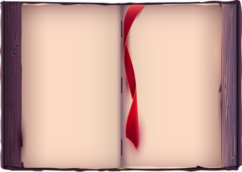 open book with red bookmark old page template vector image