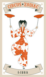 zodiac circus libra sign oriental girl juggling vector image