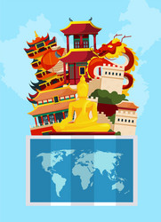 concept with flat style china vector image