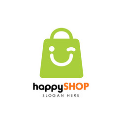 happy shop logo design template shopping vector image