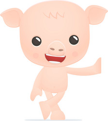 Funny cartoon pig vector