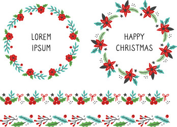 set christmas floral frame vector image