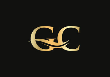 initial gold letter gc logo design vector image