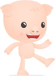 Funny cartoon pig vector