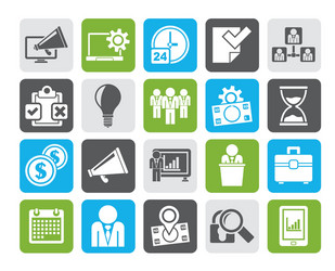 silhouette business management concept icons vector image