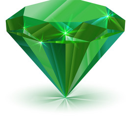 dazzling shiny green emerald on white vector image