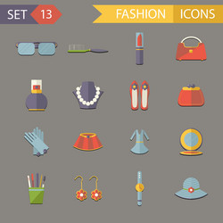 flat design fashion symbols accessories icons set vector image