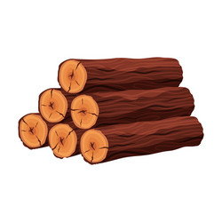 stack of firewood materials for lumber industry vector image