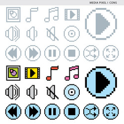 media pixel icons vector image