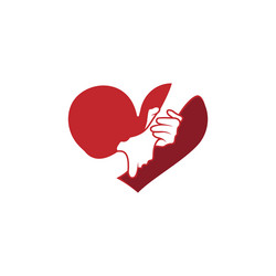 helping hand with heart shape logo vector image