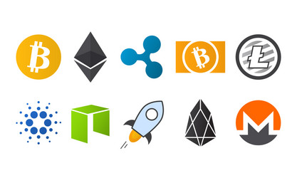 cryptocurrency logo icon set vector image