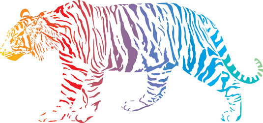 tiger - abstract rainbow vector image