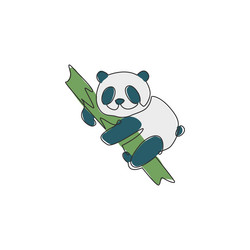 one continuous line drawing of adorable panda vector image