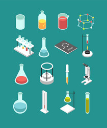 isometric 3d chemical laboratory equipment vector image