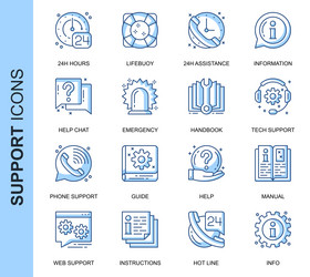 thin line support related icons set vector image