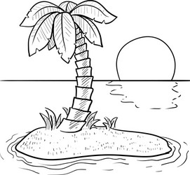 doodle palm tree island vector image