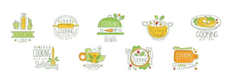 cooking original design label and logo set vector image