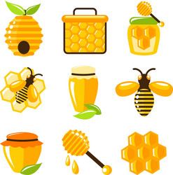 honey icons set vector image