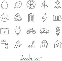 doodle ecology icons vector image