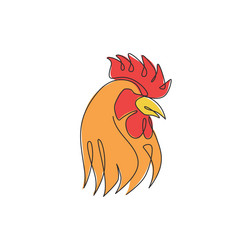 one continuous line drawing of tough rooster vector image