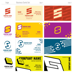 business card templates with s logo vector image