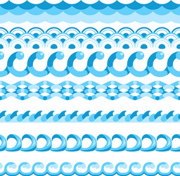 seamless blue waves patterns vector image