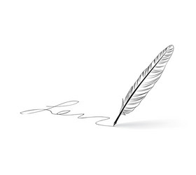 Feather pen icon calligraphy sign vector