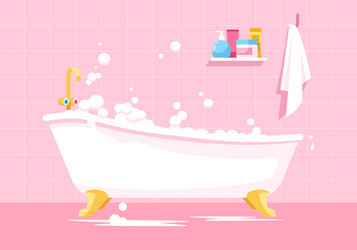 Pink bathroom semi flat vector